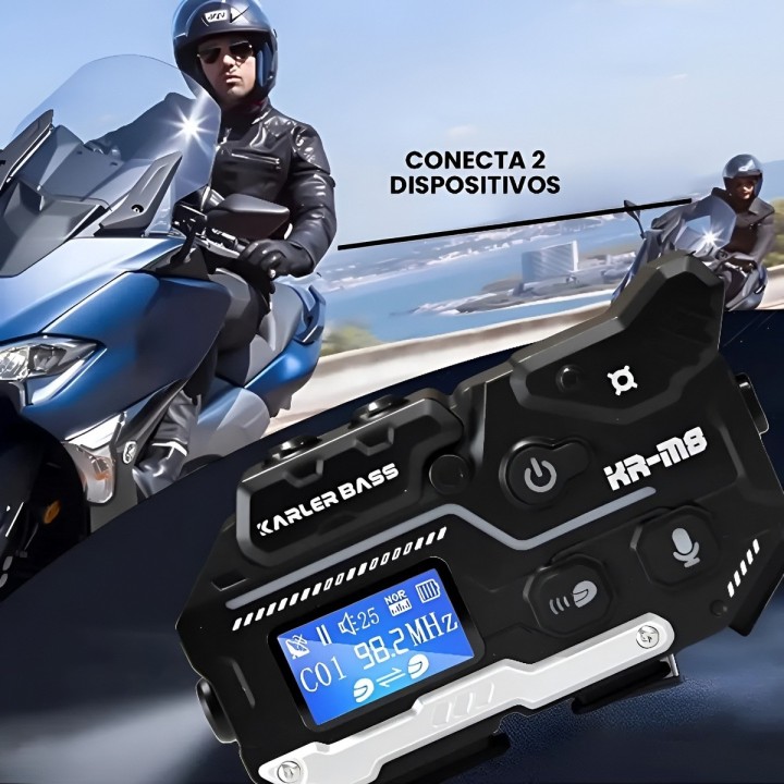 Intercomunicador Casco Moto Bluetooth Pantalla Led Kr-m8