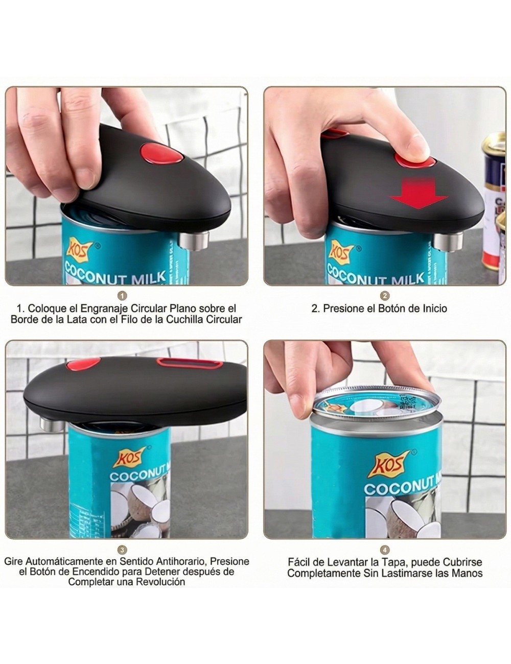 Abrelatas Electrico Automatico Profesional Sin Bordes Filoso