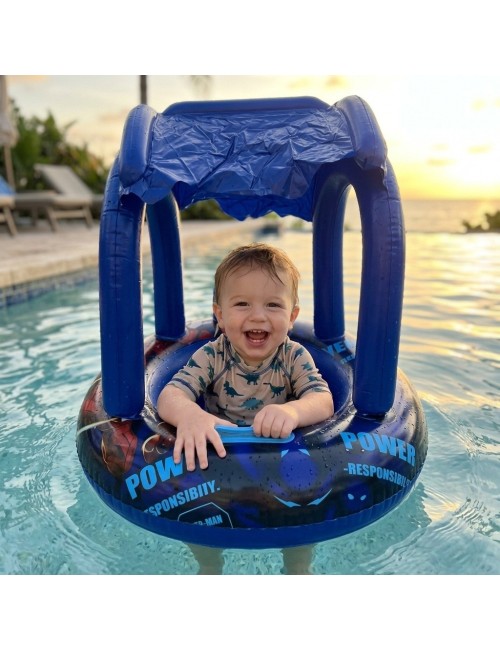 Flotador Inflable Para Bebé Con Techo Parasol Tematico