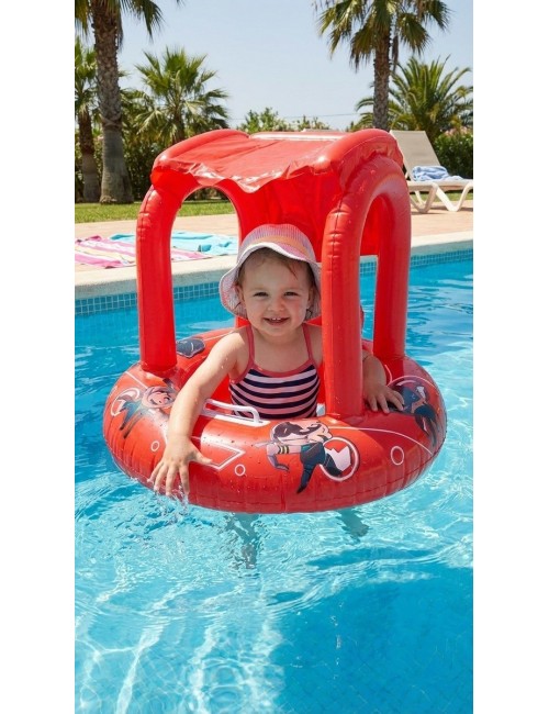 Flotador Inflable Para Bebé Con Techo Parasol Tematico