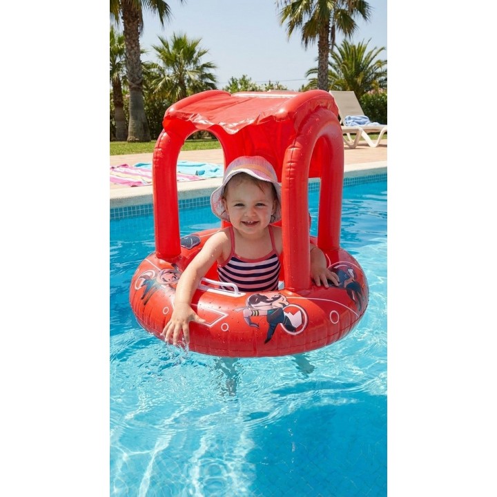 Flotador Inflable Para Bebé Con Techo Parasol Tematico