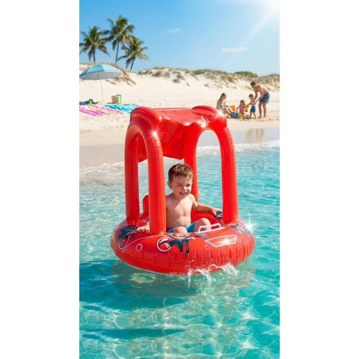 Flotador Inflable Para Bebé Con Techo Parasol Tematico
