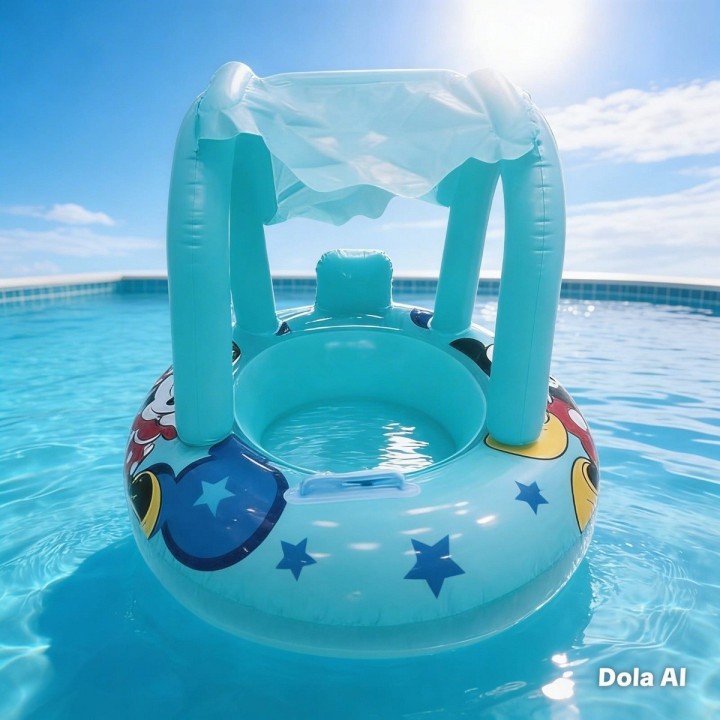 Flotador Inflable Para Bebé Con Techo Parasol Tematico