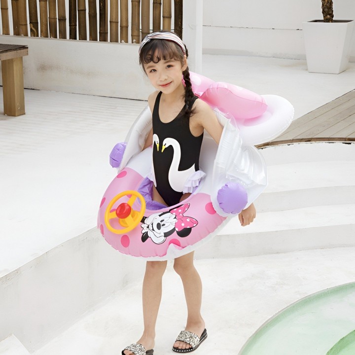 Flotador Inflable Para Niñas Diseño Princesas Techo Y Timón