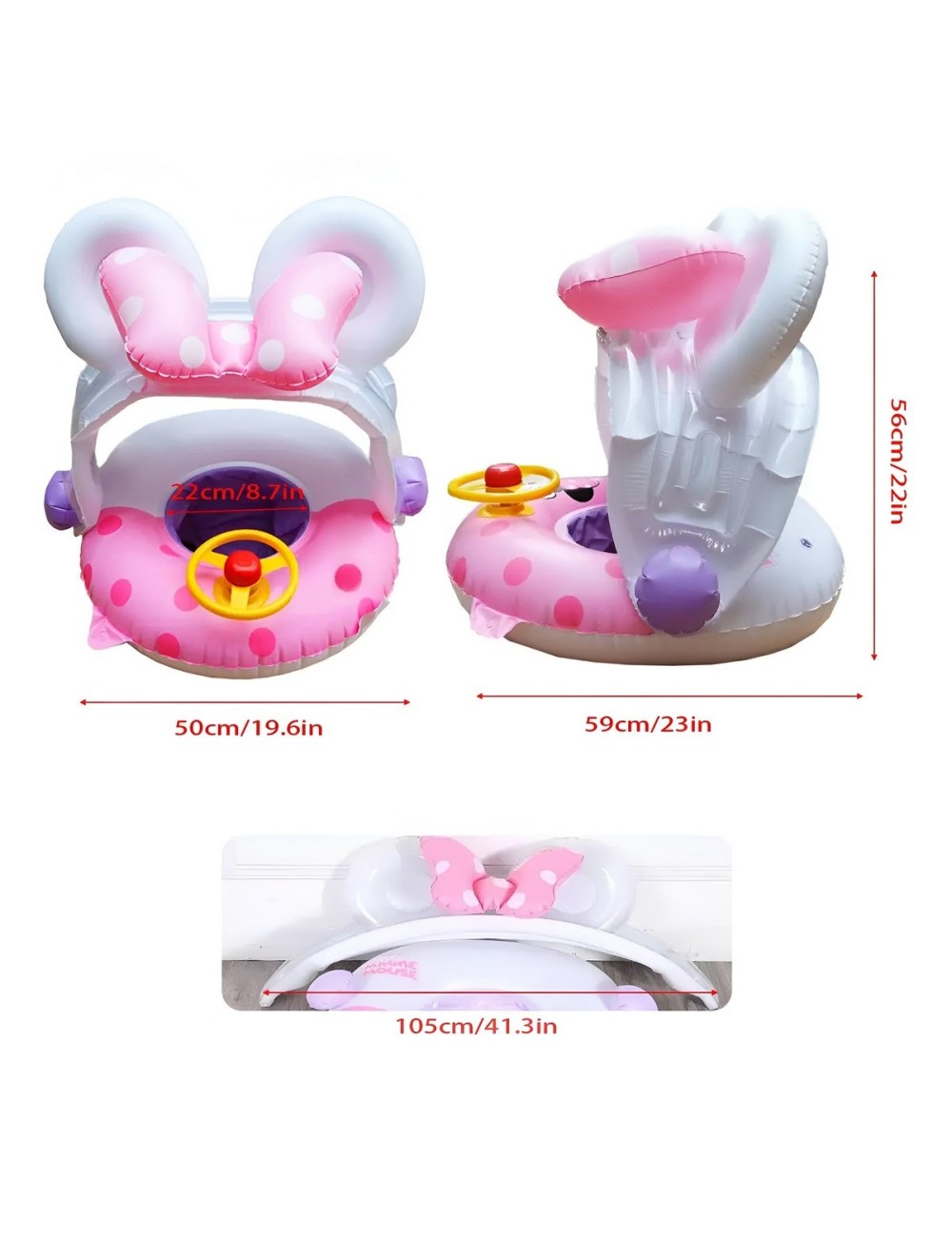 Flotador Inflable Para Niñas Diseño Princesas Techo Y Timón