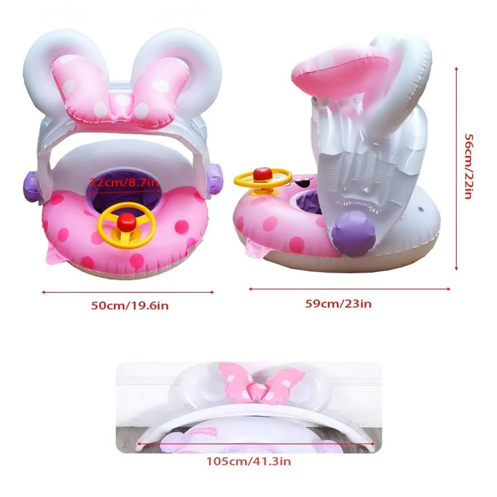 Flotador Inflable Para Niñas Diseño Princesas Techo Y Timón