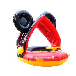 Flotador Inflable Mickey Mouse Con Techo Parasol Y Volante