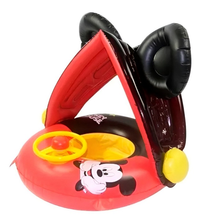 Flotador Inflable Mickey Mouse Con Techo Parasol Y Volante