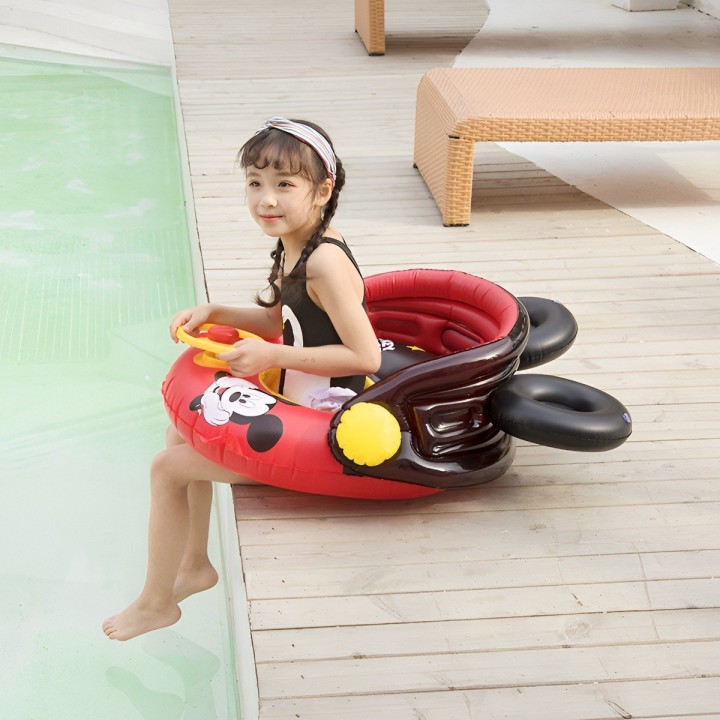 Flotador Inflable Mickey Mouse Con Techo Parasol Y Volante
