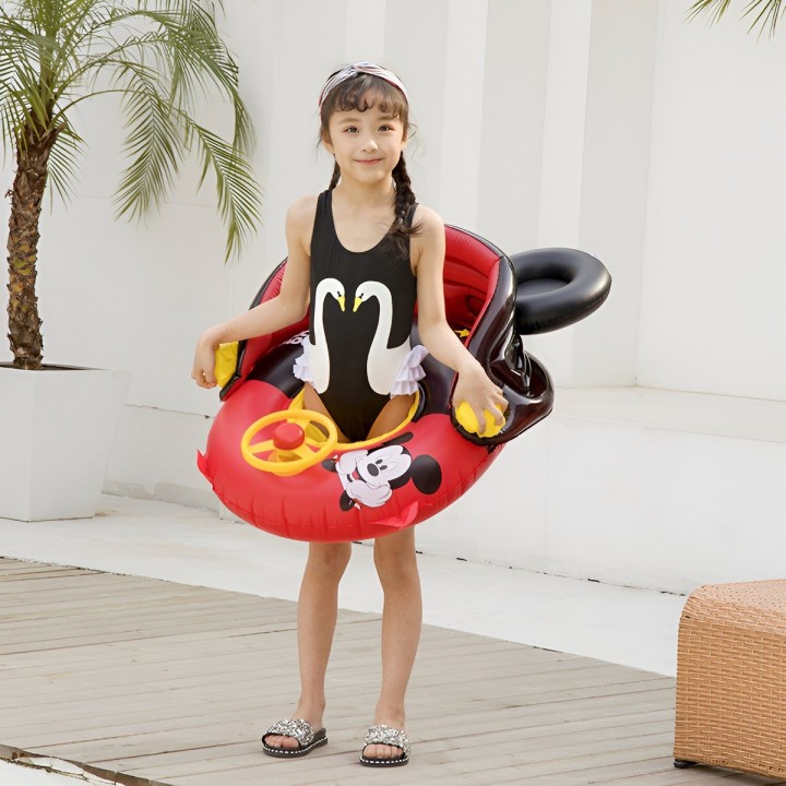 Flotador Inflable Mickey Mouse Con Techo Parasol Y Volante