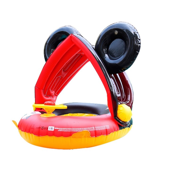 Flotador Inflable Mickey Mouse Con Techo Parasol Y Volante
