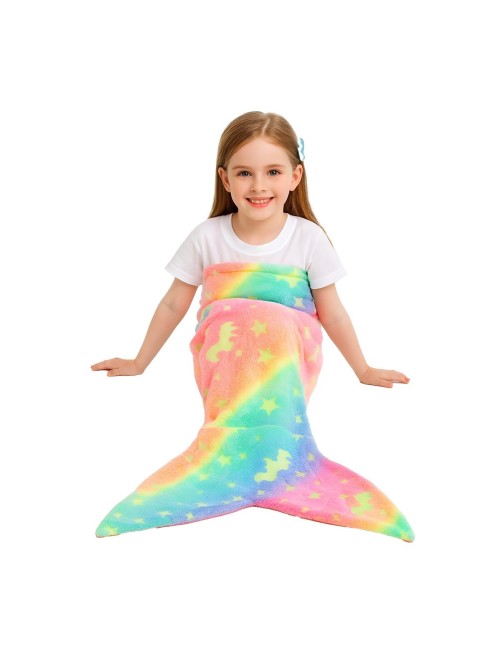 Manta Cola De Sirena Niñas Brilla En Oscuridad Saco Dormir