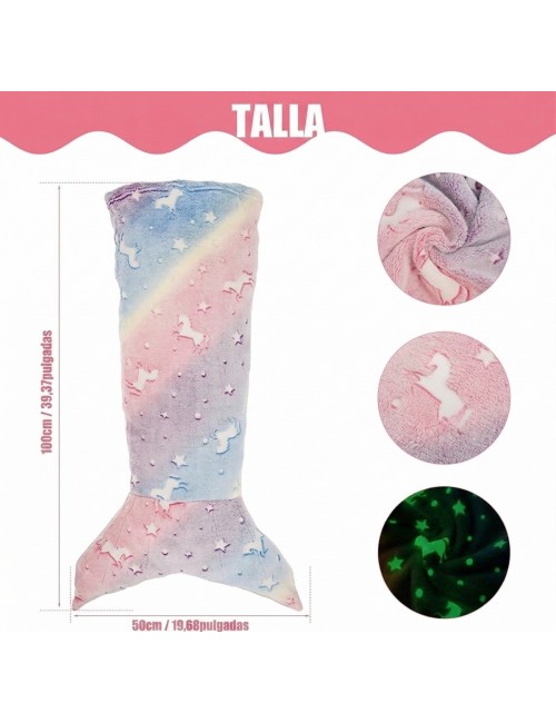 Manta Cola De Sirena Niñas Brilla En Oscuridad Saco Dormir