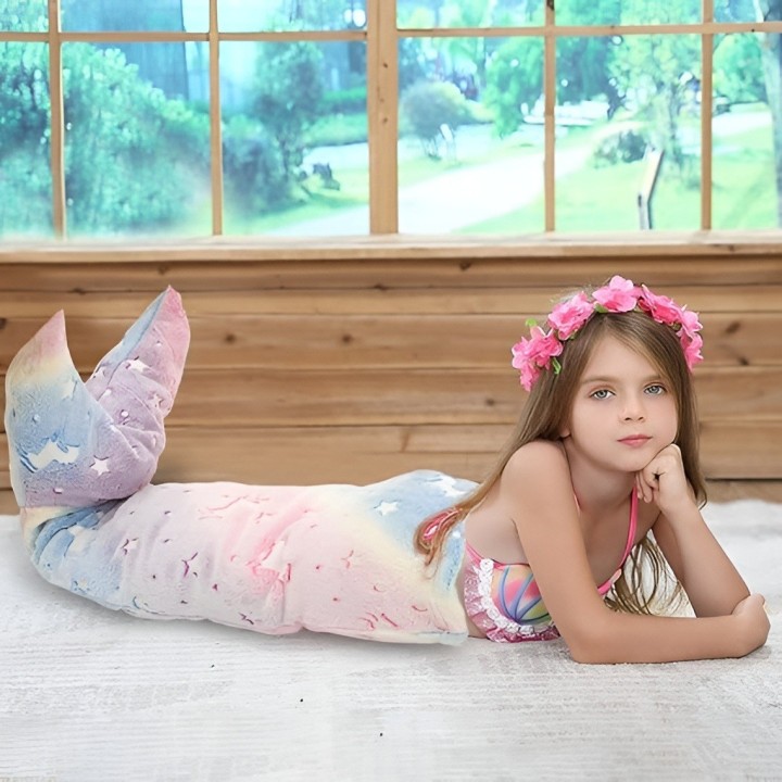 Manta Cola De Sirena Niñas Brilla En Oscuridad Saco Dormir