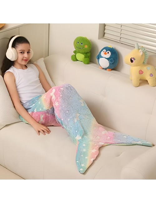 Manta Cola De Sirena Niñas Brilla En Oscuridad Saco Dormir
