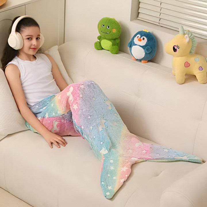 Manta Cola De Sirena Niñas Brilla En Oscuridad Saco Dormir
