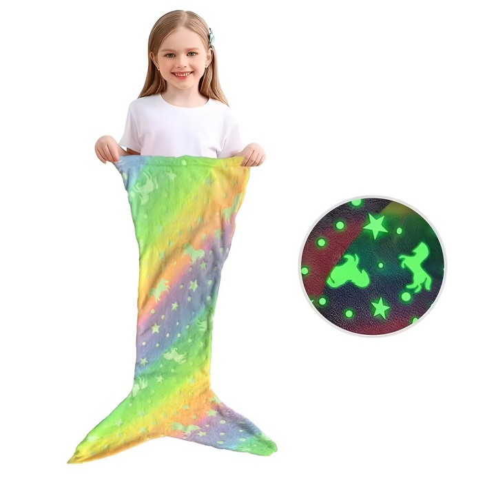 Manta Cola De Sirena Niñas Brilla En Oscuridad Saco Dormir