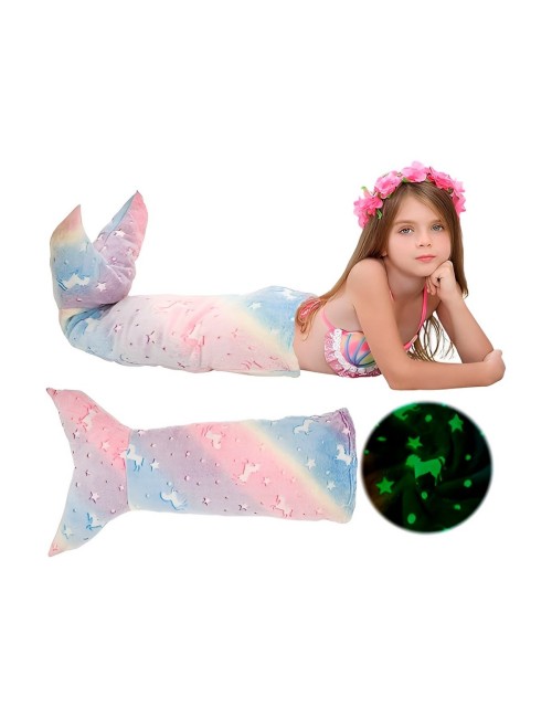 Manta Cola De Sirena Niñas Brilla En Oscuridad Saco Dormir