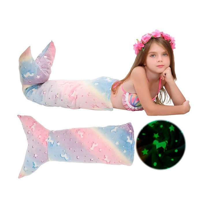 Manta Cola De Sirena Niñas Brilla En Oscuridad Saco Dormir