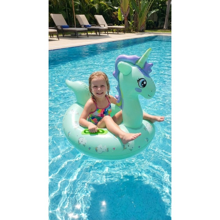 Flotador Inflable Para Niñas Diseño Unicornio Con Agarradera