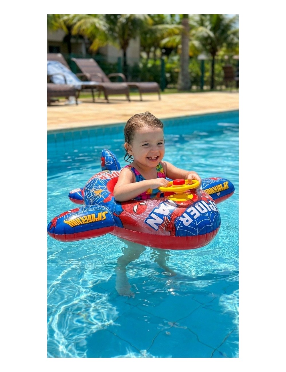 Flotador Inflable Para Niños Diseño Avion Con Timón Y Pito