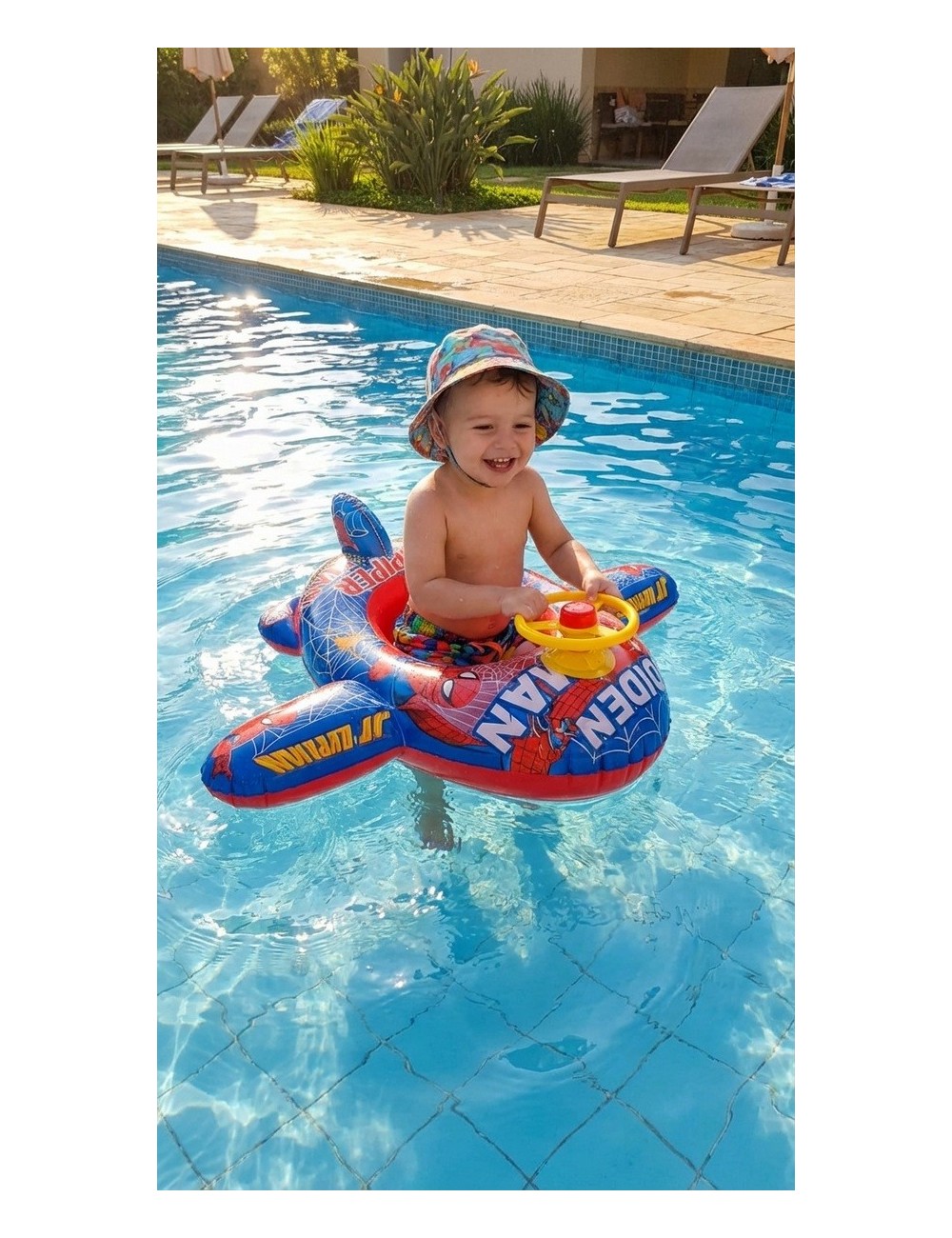 Flotador Inflable Para Niños Diseño Avion Con Timón Y Pito