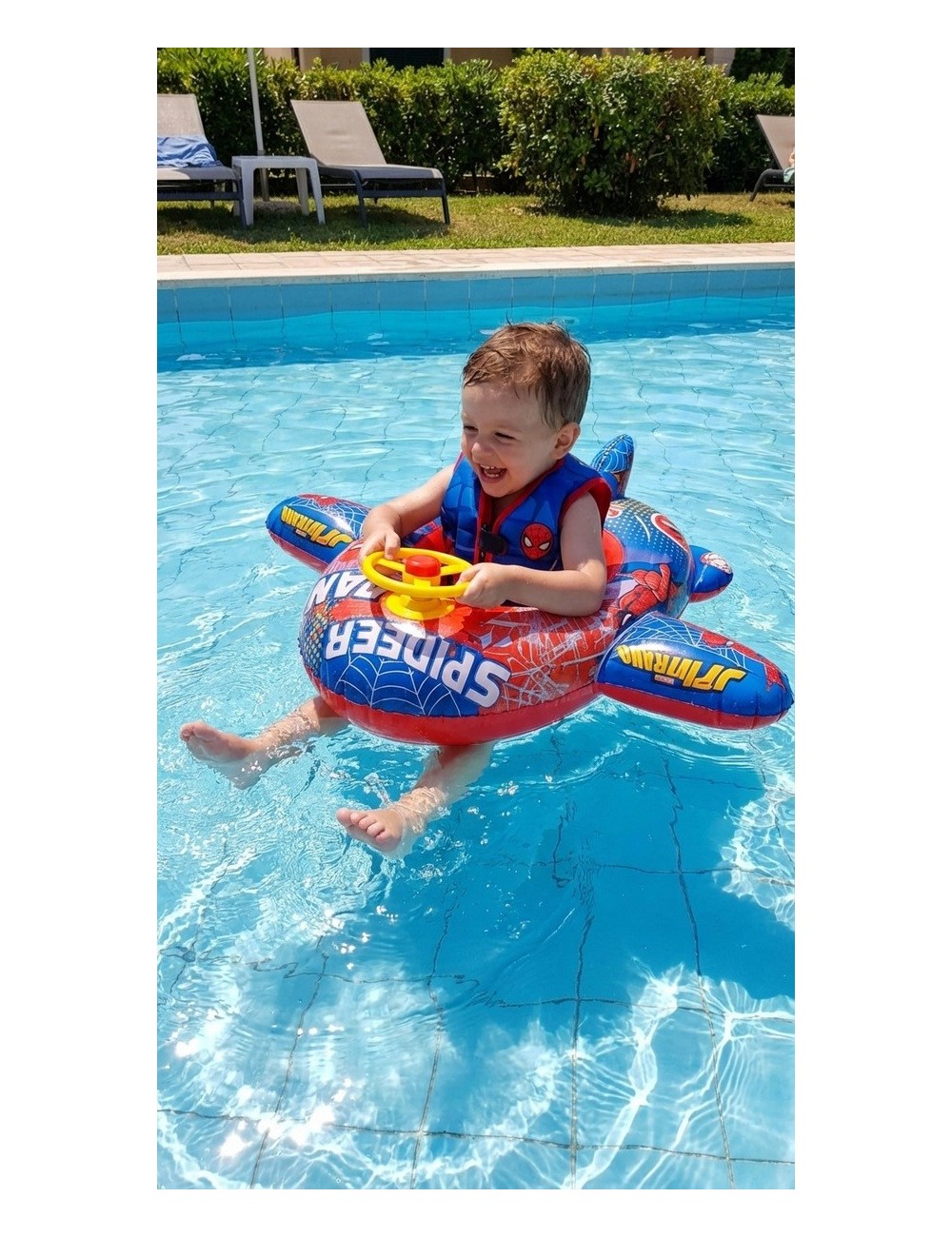 Flotador Inflable Para Niños Diseño Avion Con Timón Y Pito