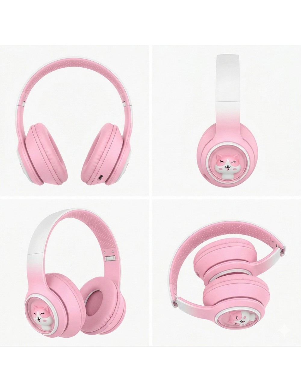 Audífonos Bluetooth Inalámbricos Niña Mascota Kawaii Luz Led