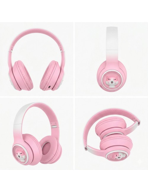 Audífonos Bluetooth Inalámbricos Niña Mascota Kawaii Luz Led