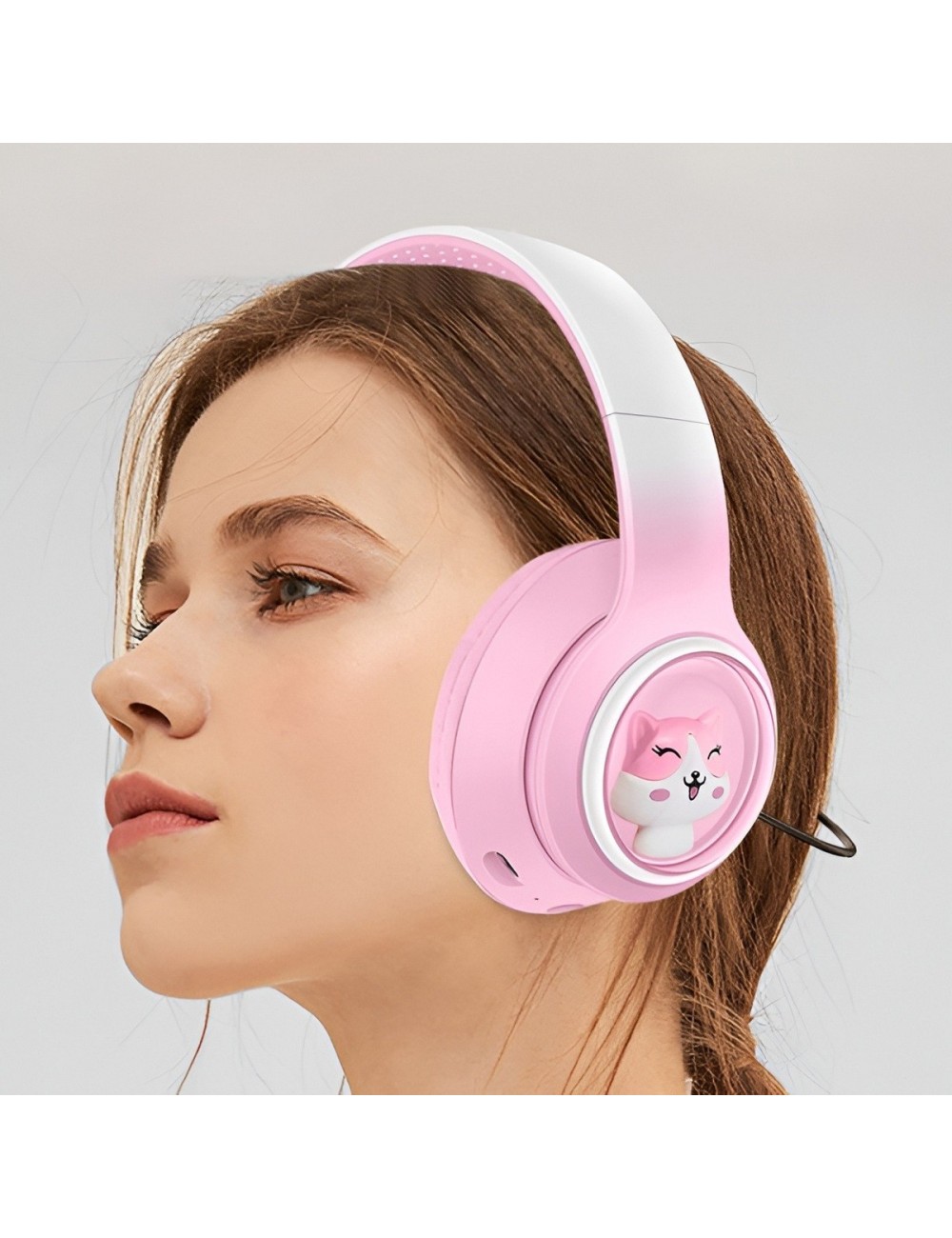 Audífonos Bluetooth Inalámbricos Niña Mascota Kawaii Luz Led