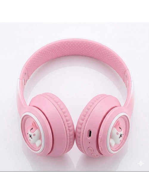 Audífonos Bluetooth Inalámbricos Niña Mascota Kawaii Luz Led