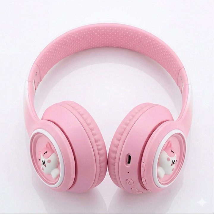 Audífonos Bluetooth Inalámbricos Niña Mascota Kawaii Luz Led