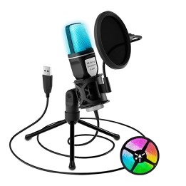 Micrófono Gaming Sf-666r Rgb Condensador Usb Pc