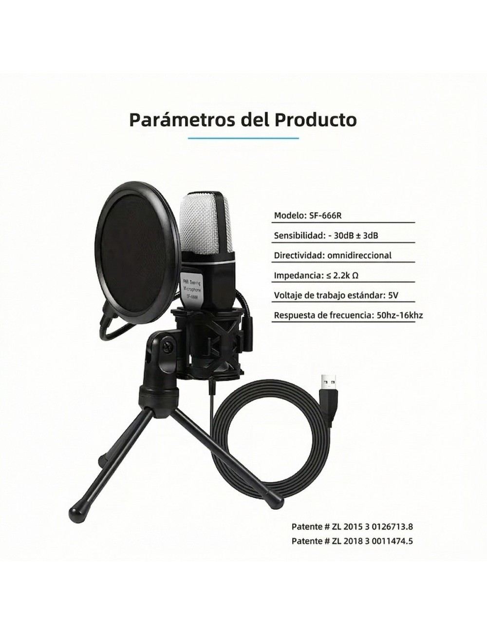 Micrófono Gaming Sf-666r Rgb Condensador Usb Pc