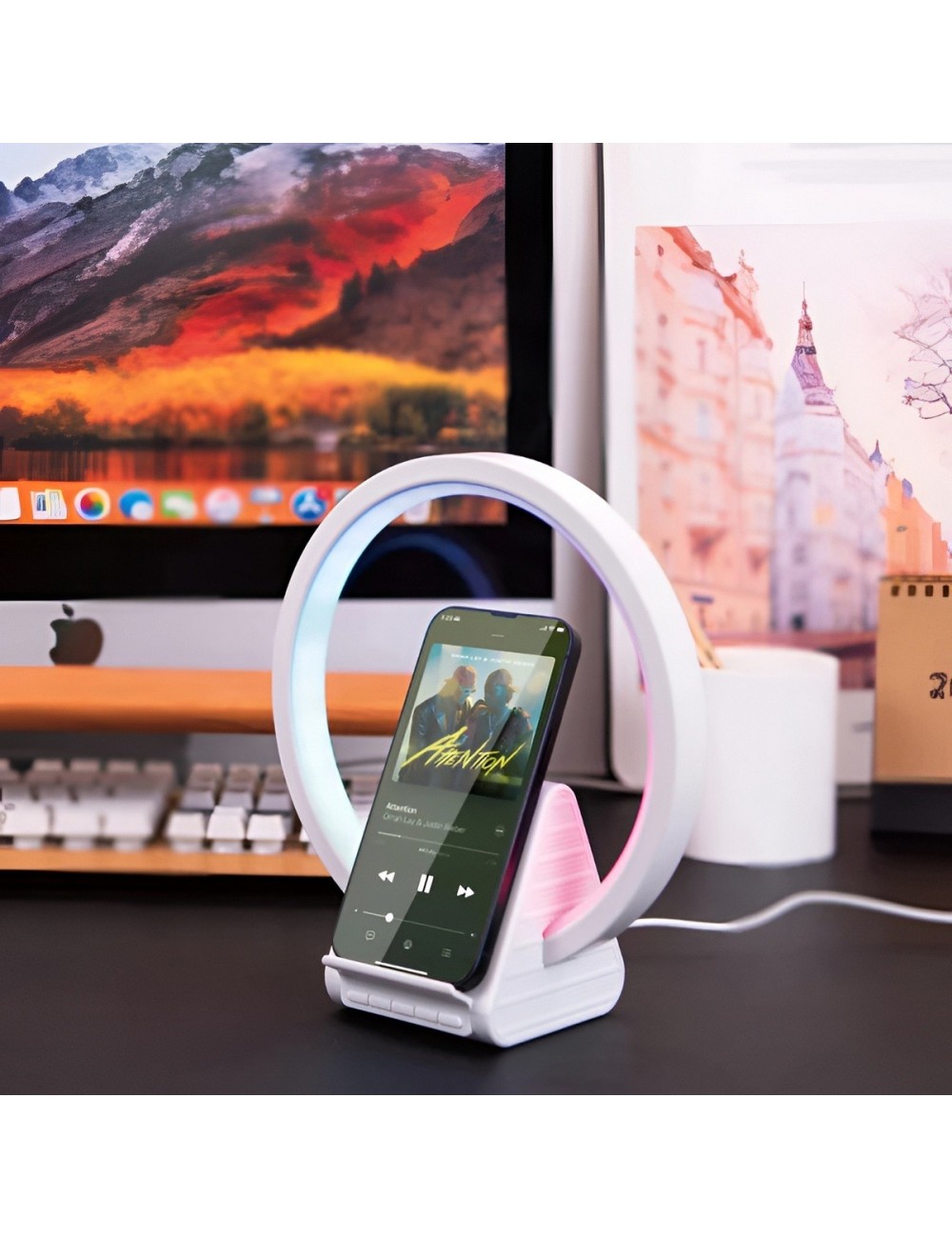 Lámpara Inteligente 4en1 Altavoz Bluetooth Carga Rápida 10w