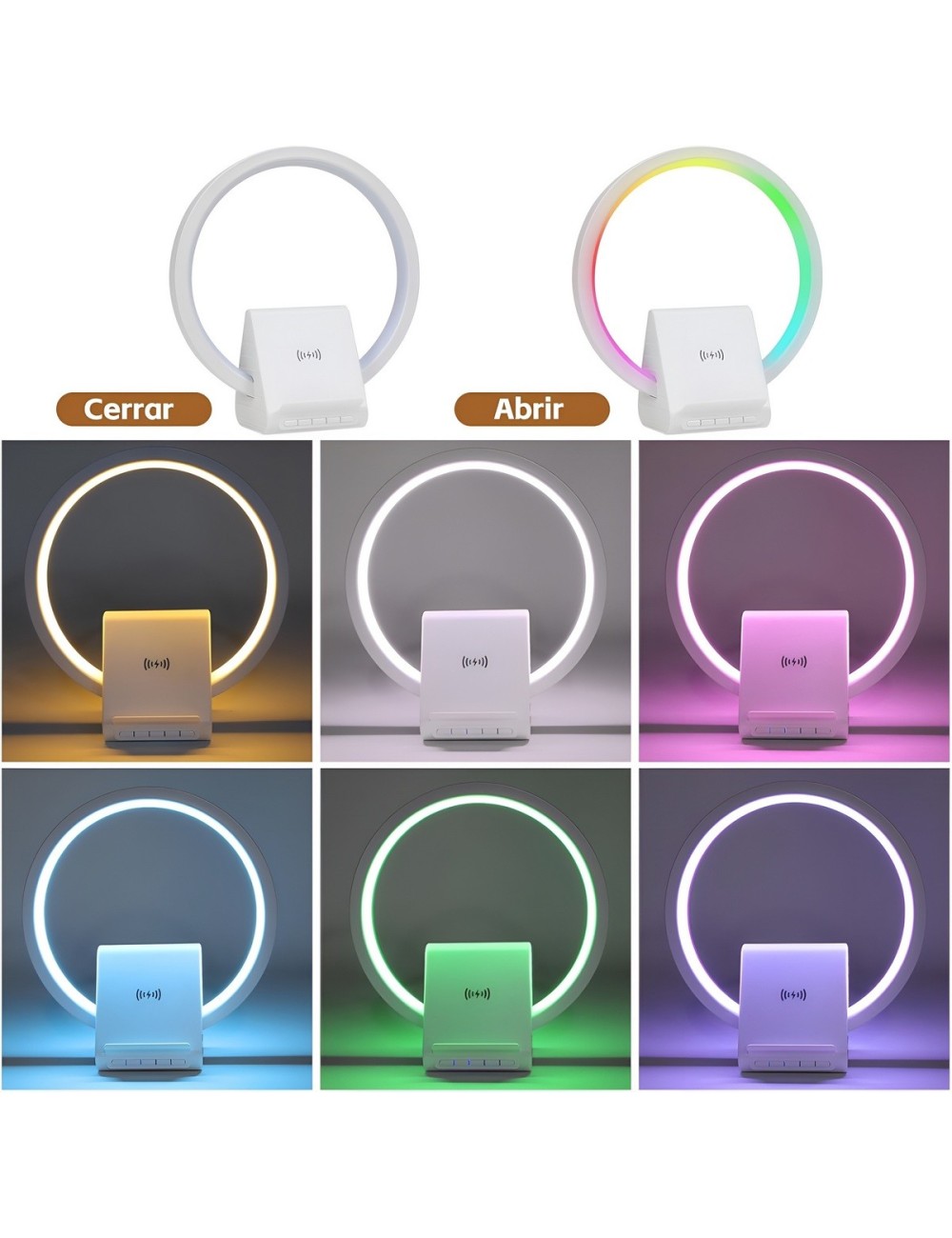 Lámpara Inteligente 4en1 Altavoz Bluetooth Carga Rápida 10w