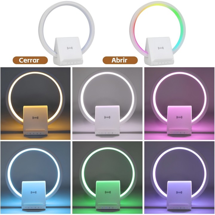 Lámpara Inteligente 4en1 Altavoz Bluetooth Carga Rápida 10w