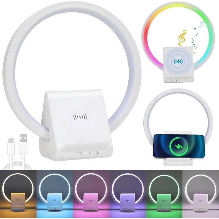 Lámpara Inteligente 4en1 Altavoz Bluetooth Carga Rápida 10w