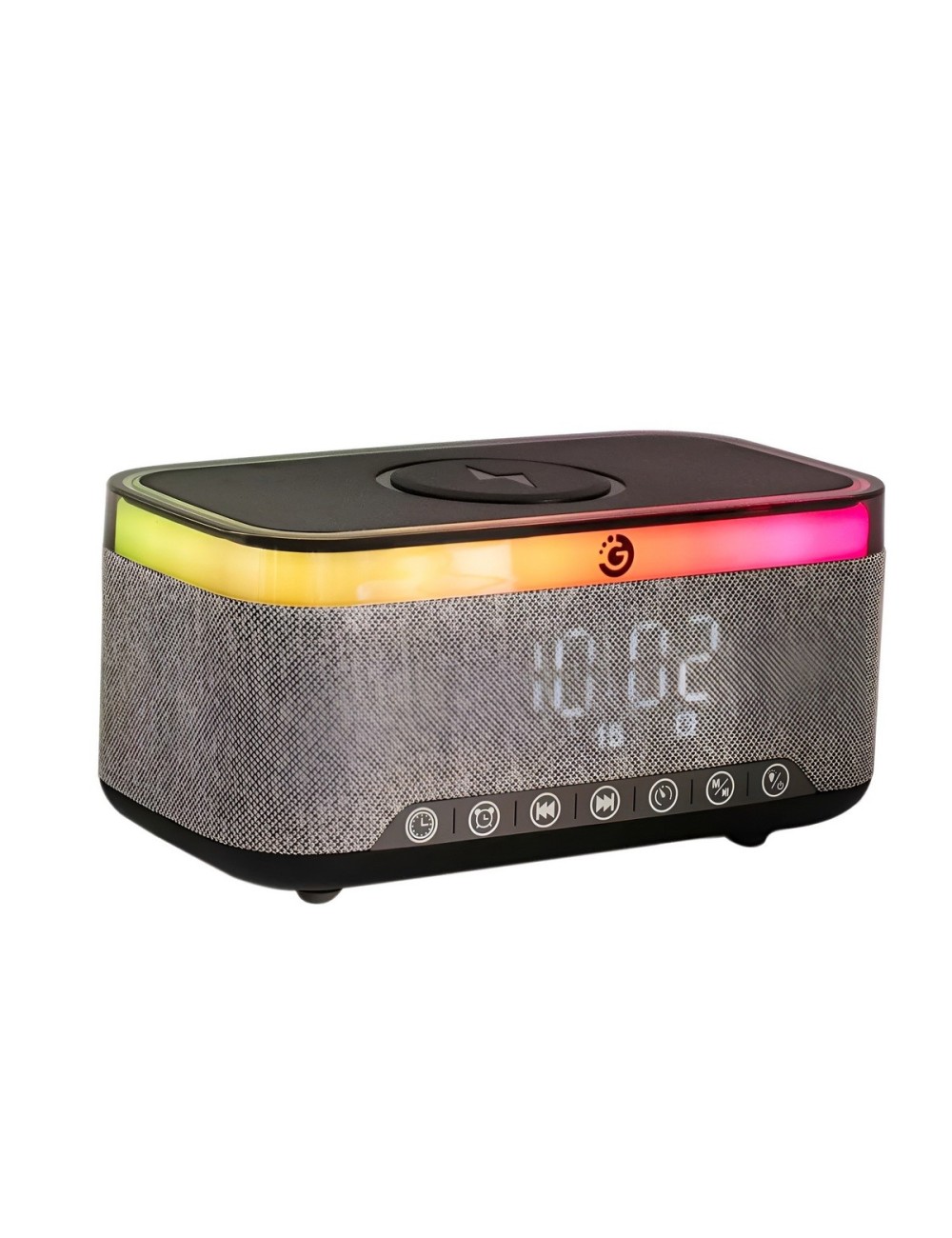 Parlante Reloj Despertador Cargador Inalámbrico 15w Luz Led