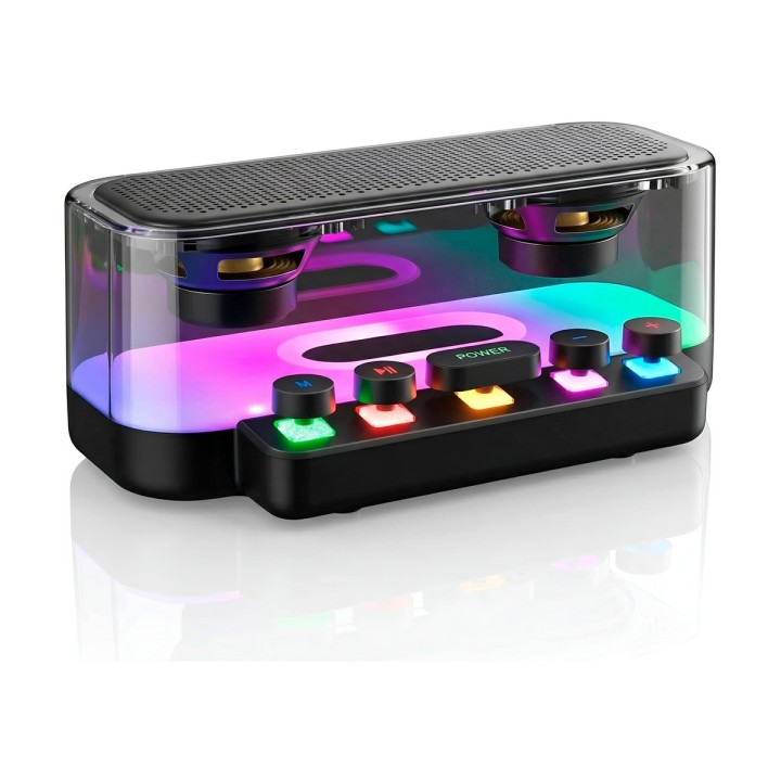Parlante Bluetooth Transparente Rgb Con Botones Mecánicos Z6