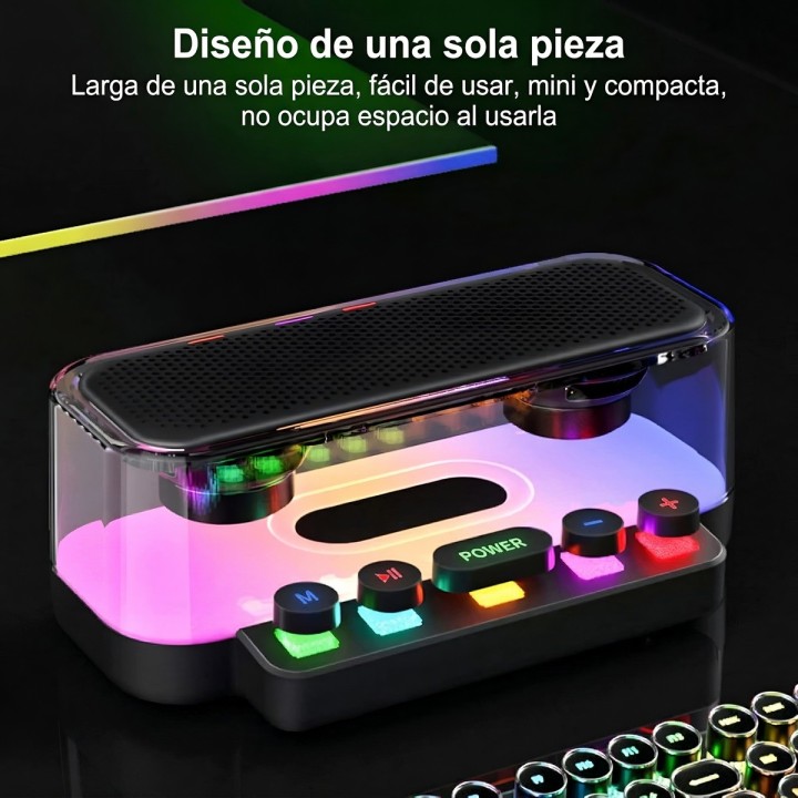 Parlante Bluetooth Transparente Rgb Con Botones Mecánicos Z6