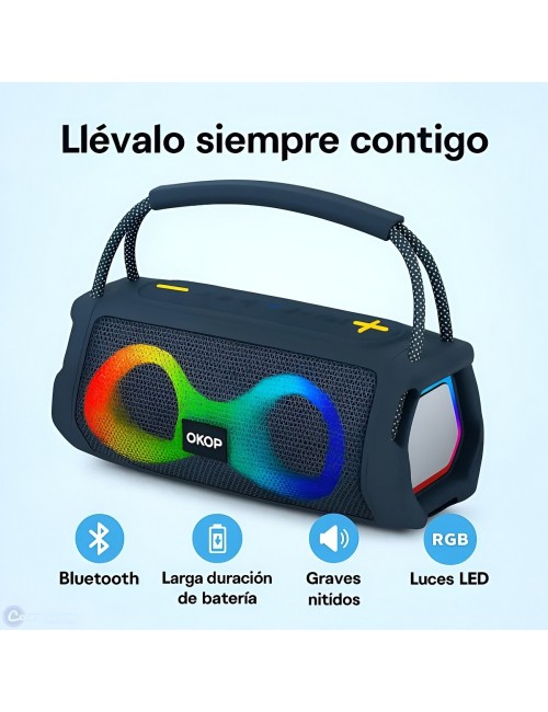 Parlante Bluetooth Portátil Kp-812 Luces Rgb 10w Potente
