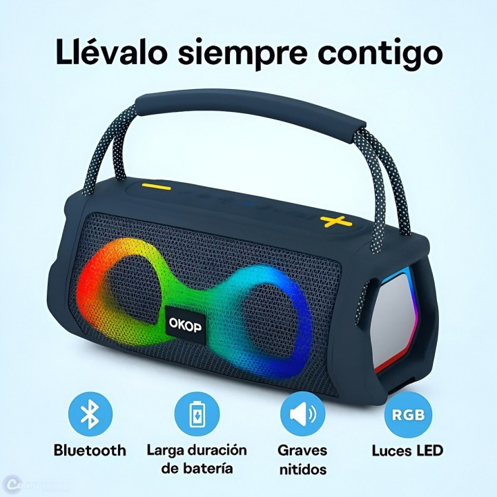 Parlante Bluetooth Portátil Kp-812 Luces Rgb 10w Potente