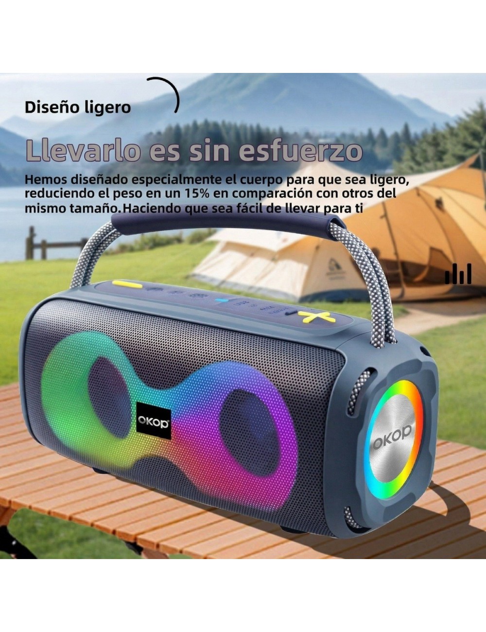 Parlante Bluetooth Portátil Kp-812 Luces Rgb 10w Potente