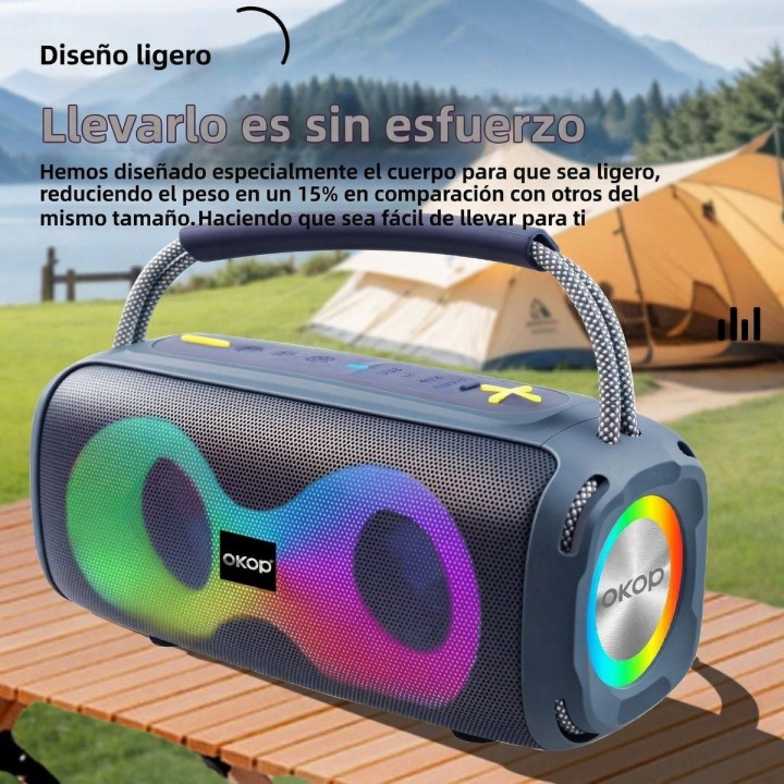 Parlante Bluetooth Portátil Kp-812 Luces Rgb 10w Potente