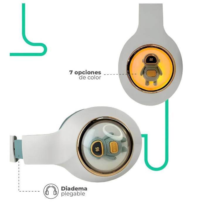 Audífonos Inalámbricos Astronauta Luz Led Unisex