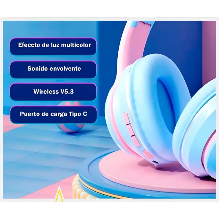 Audífonos Bluetooth Niñas Astronauta Luz Led Inalámbricos