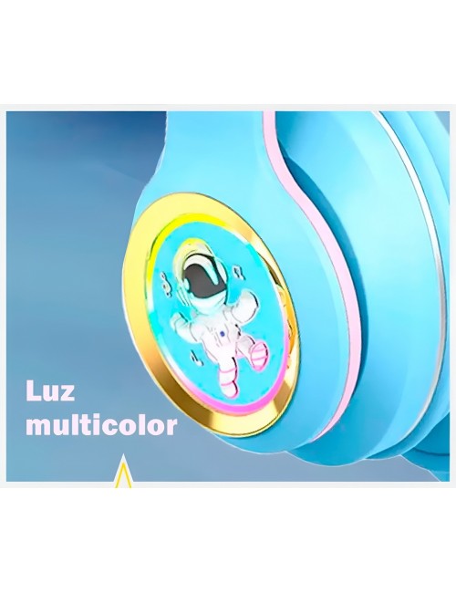 Audífonos Bluetooth Niñas Astronauta Luz Led Inalámbricos