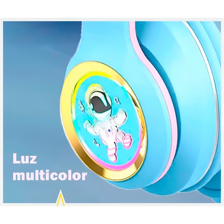 Audífonos Bluetooth Niñas Astronauta Luz Led Inalámbricos
