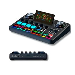 Consola Mezclador De Sonido Podcast Interfaz Audio Rgb Otg